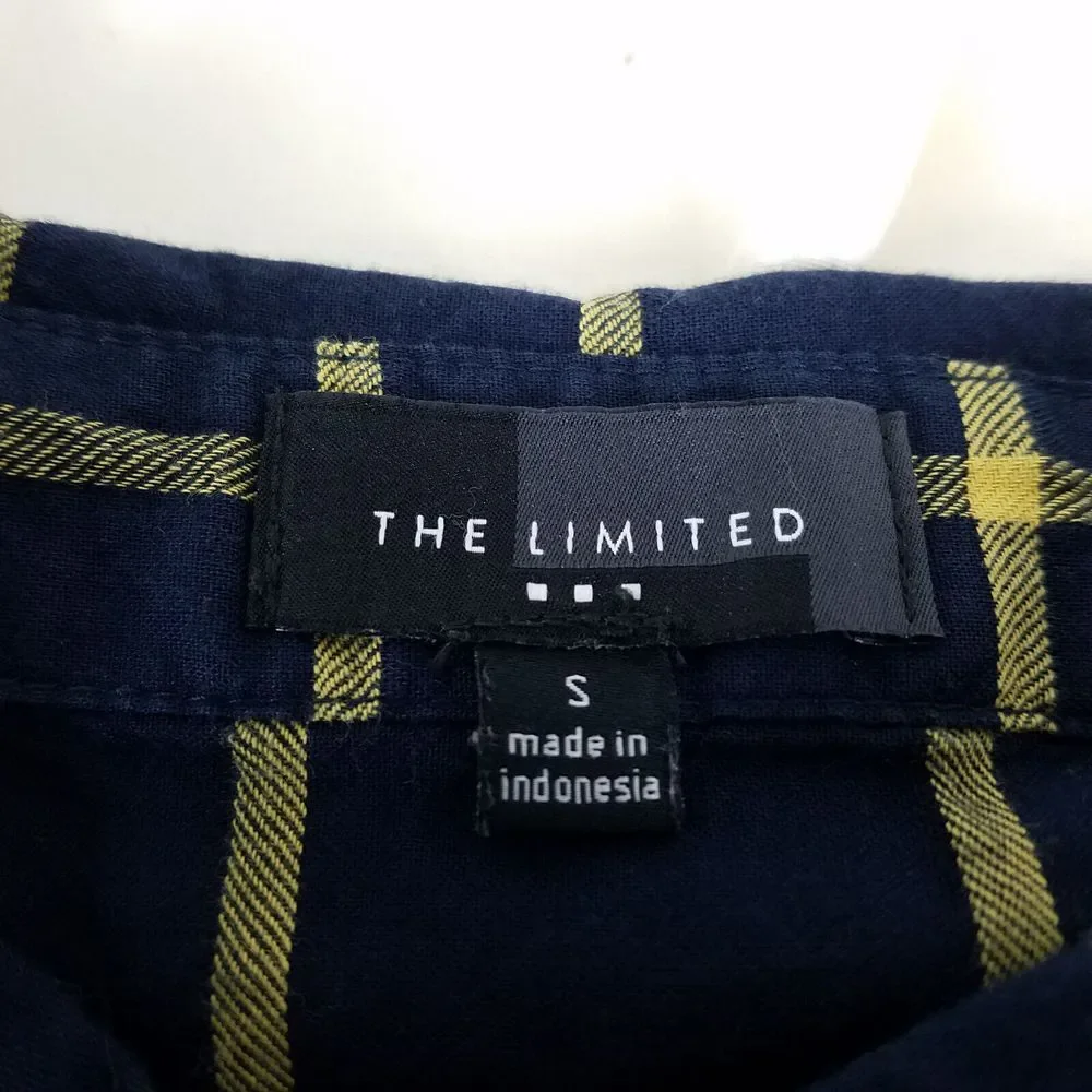 The Limited Shirt Womens Small Blue Yellow Top‎ Plaid Long Sleeve Button Down - Picture 5 of 9